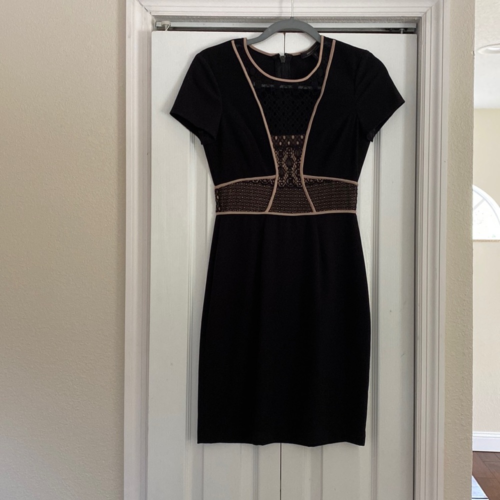 BCBG black mini dress with lace detail